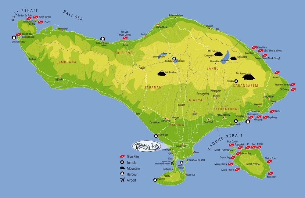 Map Bali diving sites